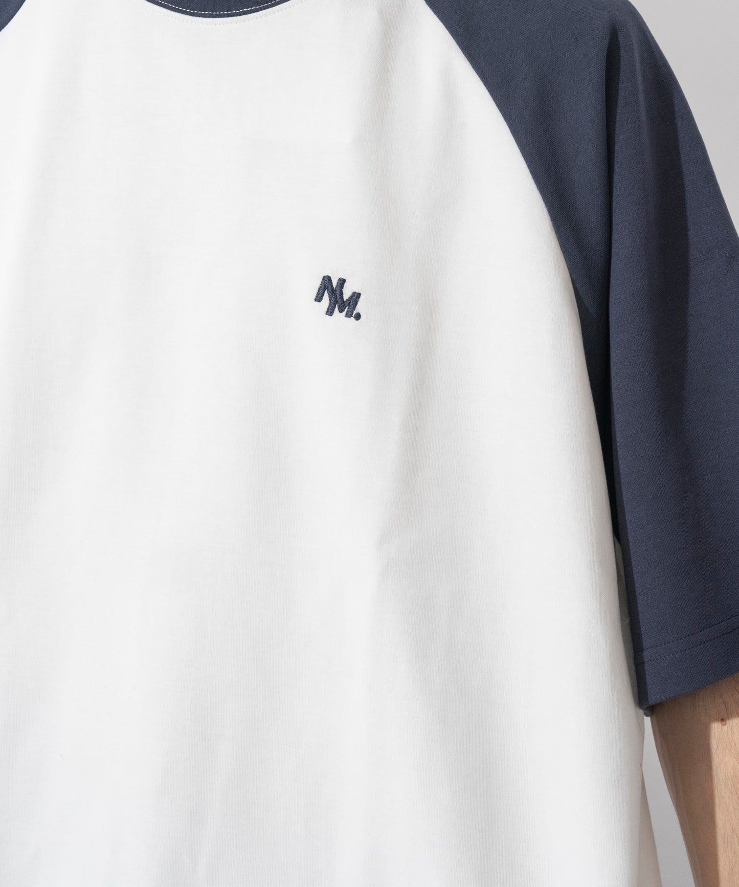 【ホワイト*ネイビー】 WIDE RAGLAN DRAWSTRING T-SHIRT / ワイドラグランドロストTシャツ