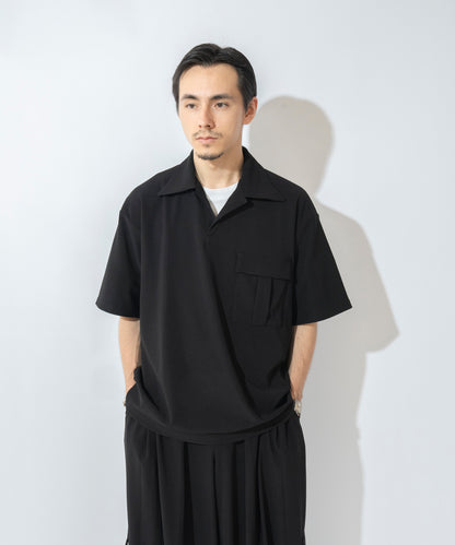 【ブラック】PIQUE SKIPPER POLO SHIRT / ピケスキッパーポロシャツ