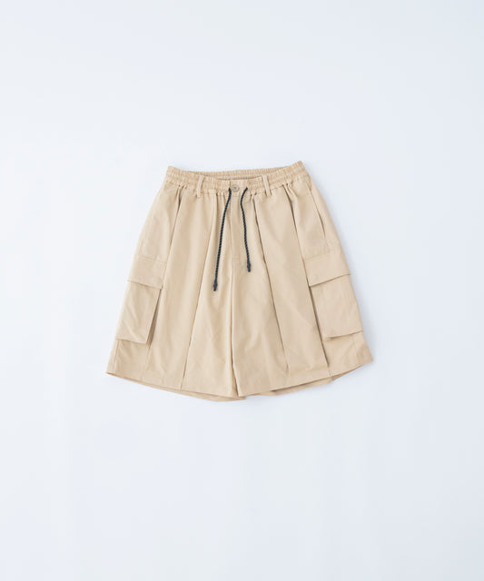 [Beige] TUCK CARGO SHORTS 