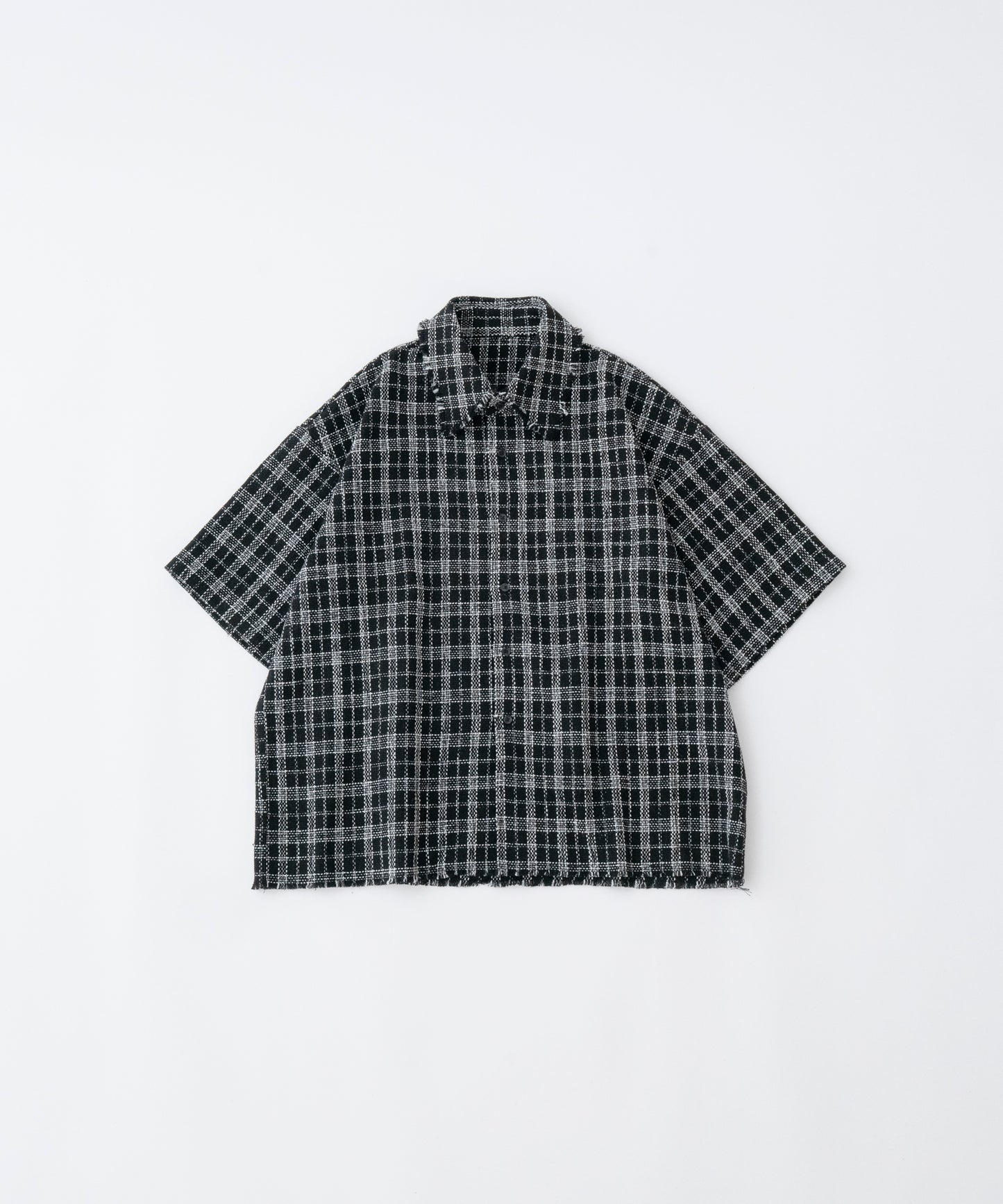 【ブラック】CUT OFF TWEED SHIRT / カットオフツイードシャツ