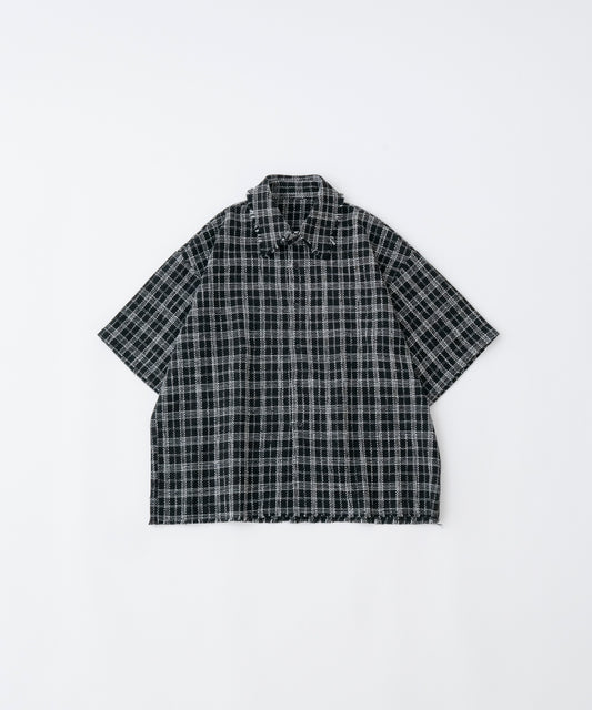 [Black] CUT OFF TWEED SHIRT 