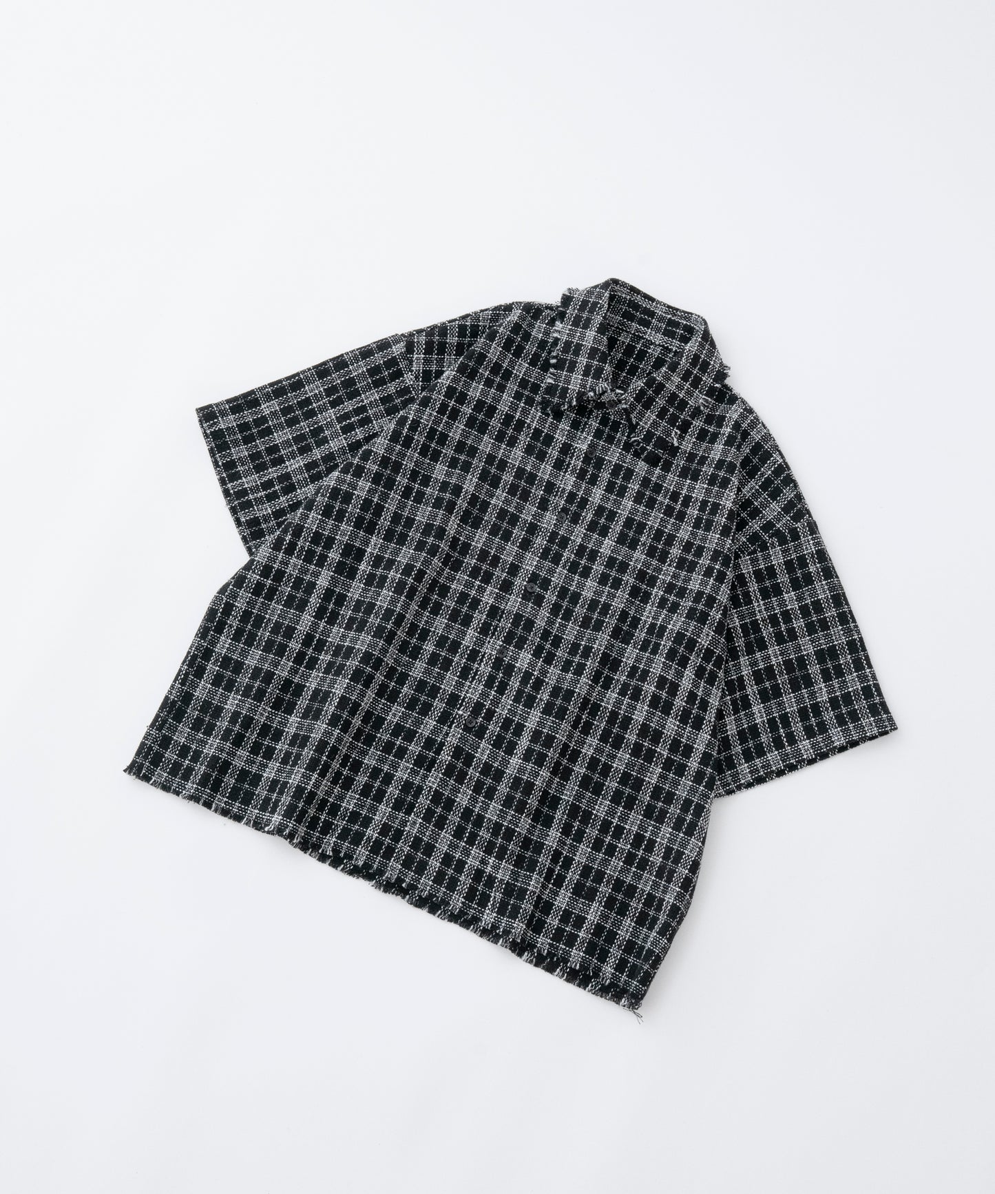 【ブラック】CUT OFF TWEED SHIRT / カットオフツイードシャツ