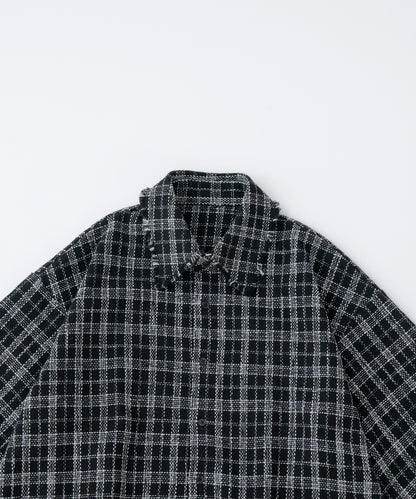 【ブラック】CUT OFF TWEED SHIRT / カットオフツイードシャツ