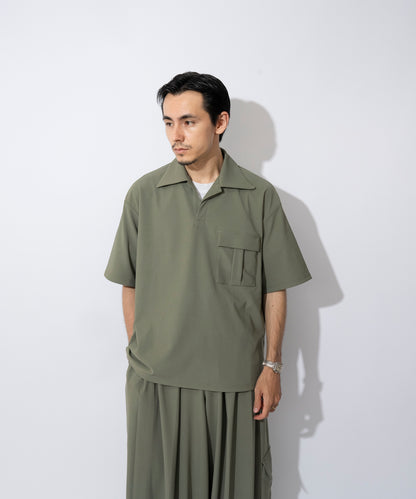 【オリーブ】PIQUE SKIPPER POLO SHIRT / ピケスキッパーポロシャツ