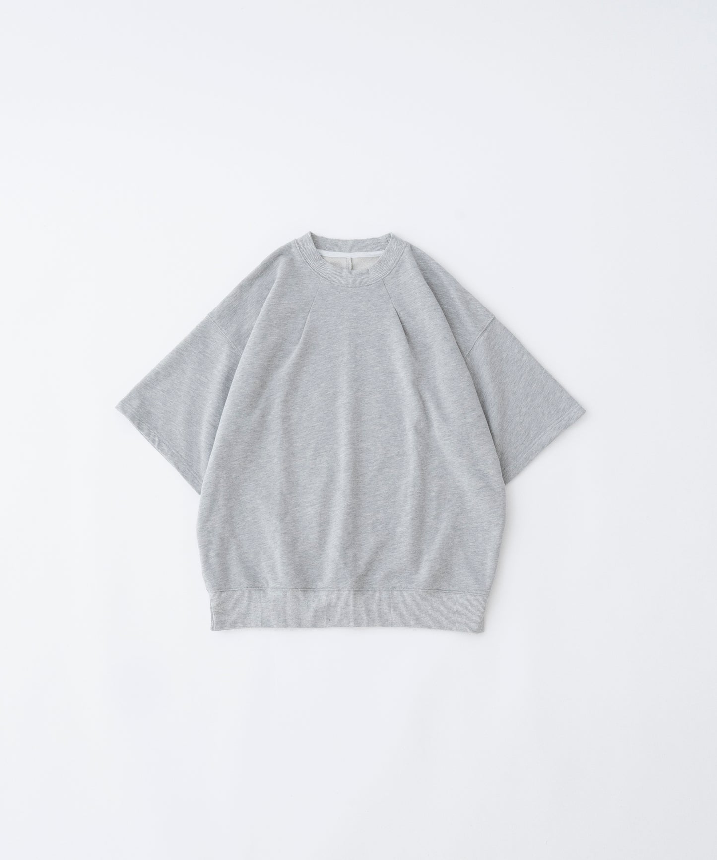 【グレー】TUCK SWAET T-SHIRT / タッククルーネックスウェットTシャツ