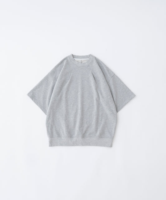 【グレー】TUCK SWAET T-SHIRT / タッククルーネックスウェットTシャツ