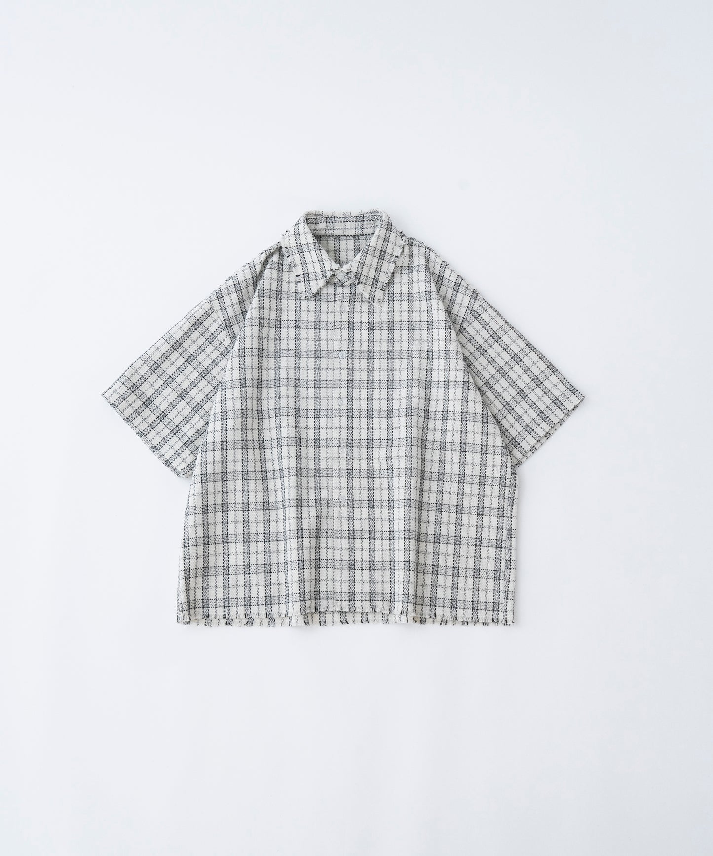 【ホワイト】CUT OFF TWEED SHIRT / カットオフツイードシャツ