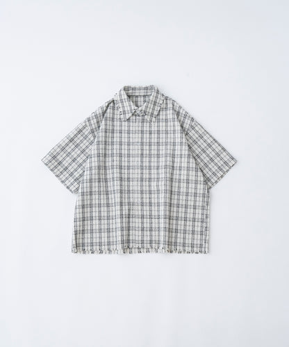 【ホワイト】CUT OFF TWEED SHIRT / カットオフツイードシャツ