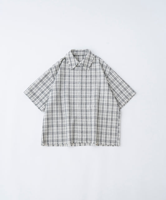 [White] CUT OFF TWEED SHIRT 