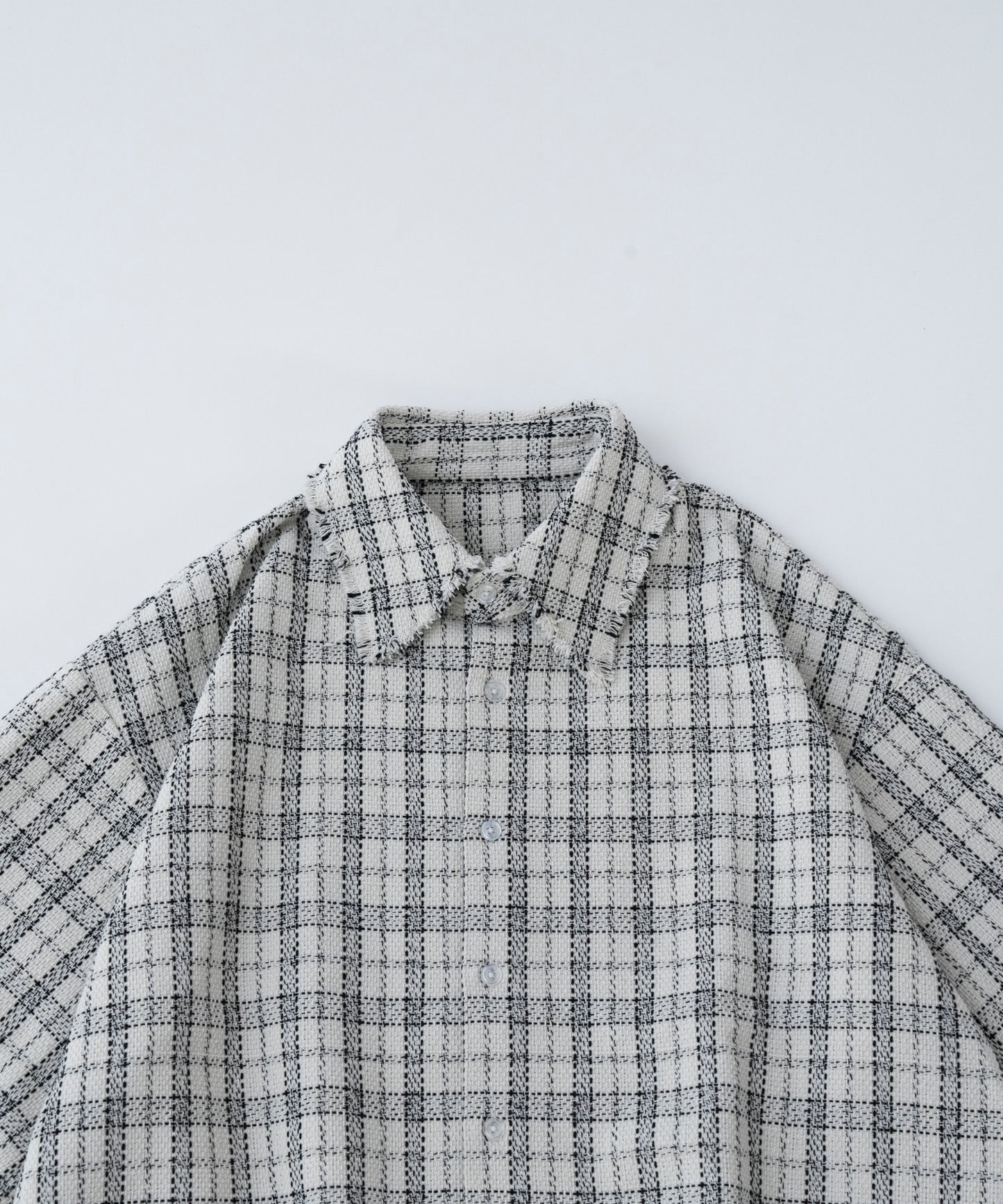 【ホワイト】CUT OFF TWEED SHIRT / カットオフツイードシャツ