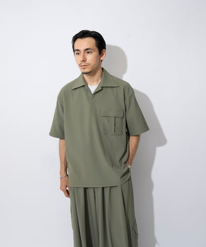 【オリーブ】PIQUE SKIPPER POLO SHIRT / ピケスキッパーポロシャツ