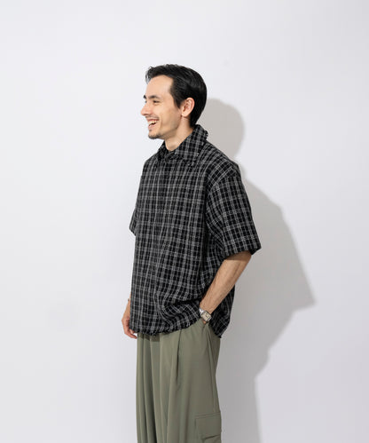 【ブラック】CUT OFF TWEED SHIRT / カットオフツイードシャツ