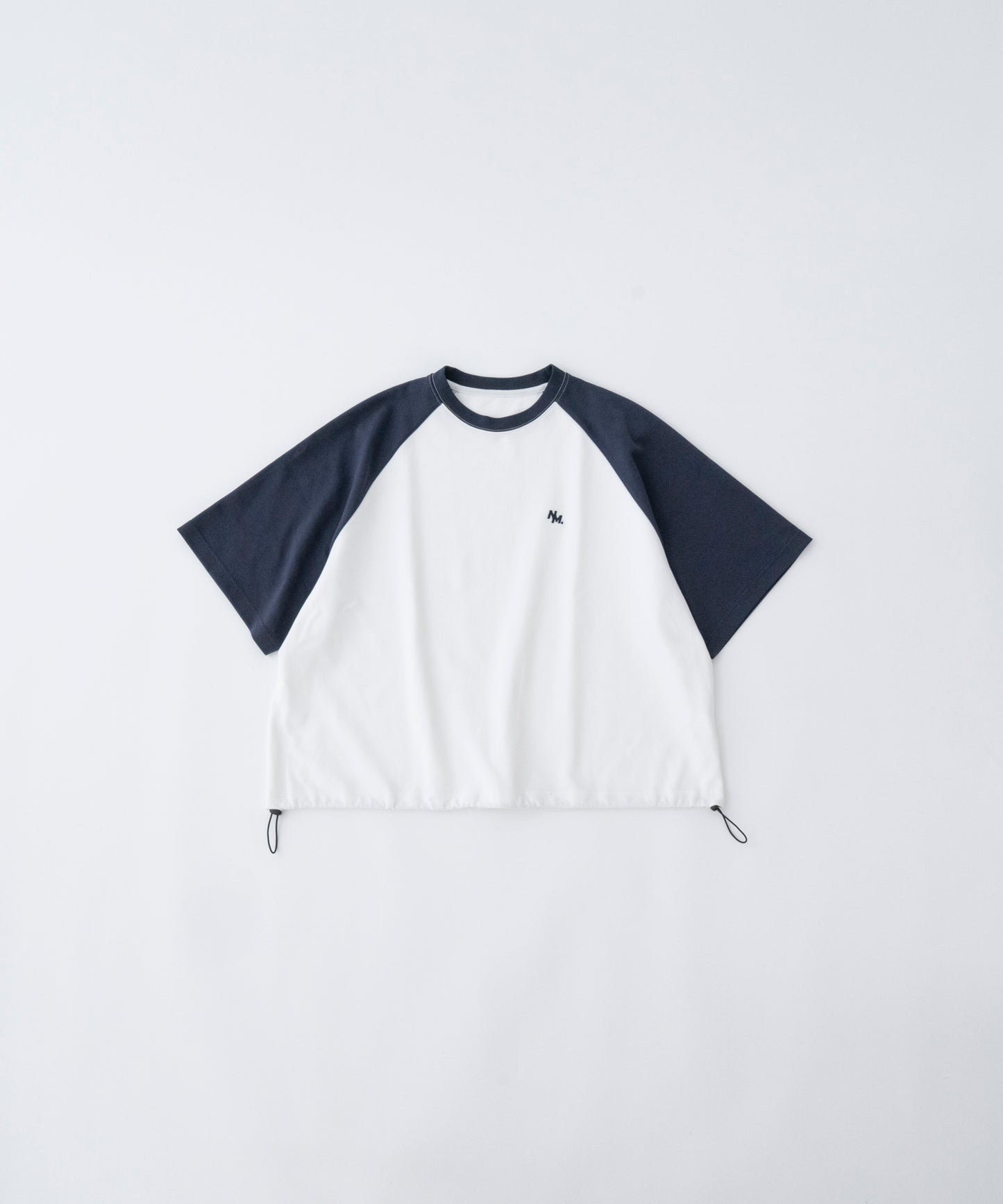 【ホワイト＊ネイビー】 WIDE RAGLAN DRAWSTRING T-SHIRT / ワイドラグランドロストTシャツ