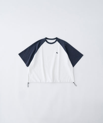 【ホワイト＊ネイビー】 WIDE RAGLAN DRAWSTRING T-SHIRT / ワイドラグランドロストTシャツ