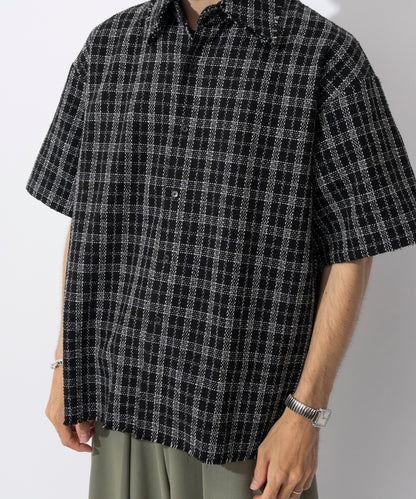 【ブラック】CUT OFF TWEED SHIRT / カットオフツイードシャツ