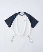 [White*Navy] WIDE RAGLAN DRAWSTRING T-SHIRT 