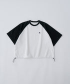 [White*Black] WIDE RAGLAN DRAWSTRING T-SHIRT 