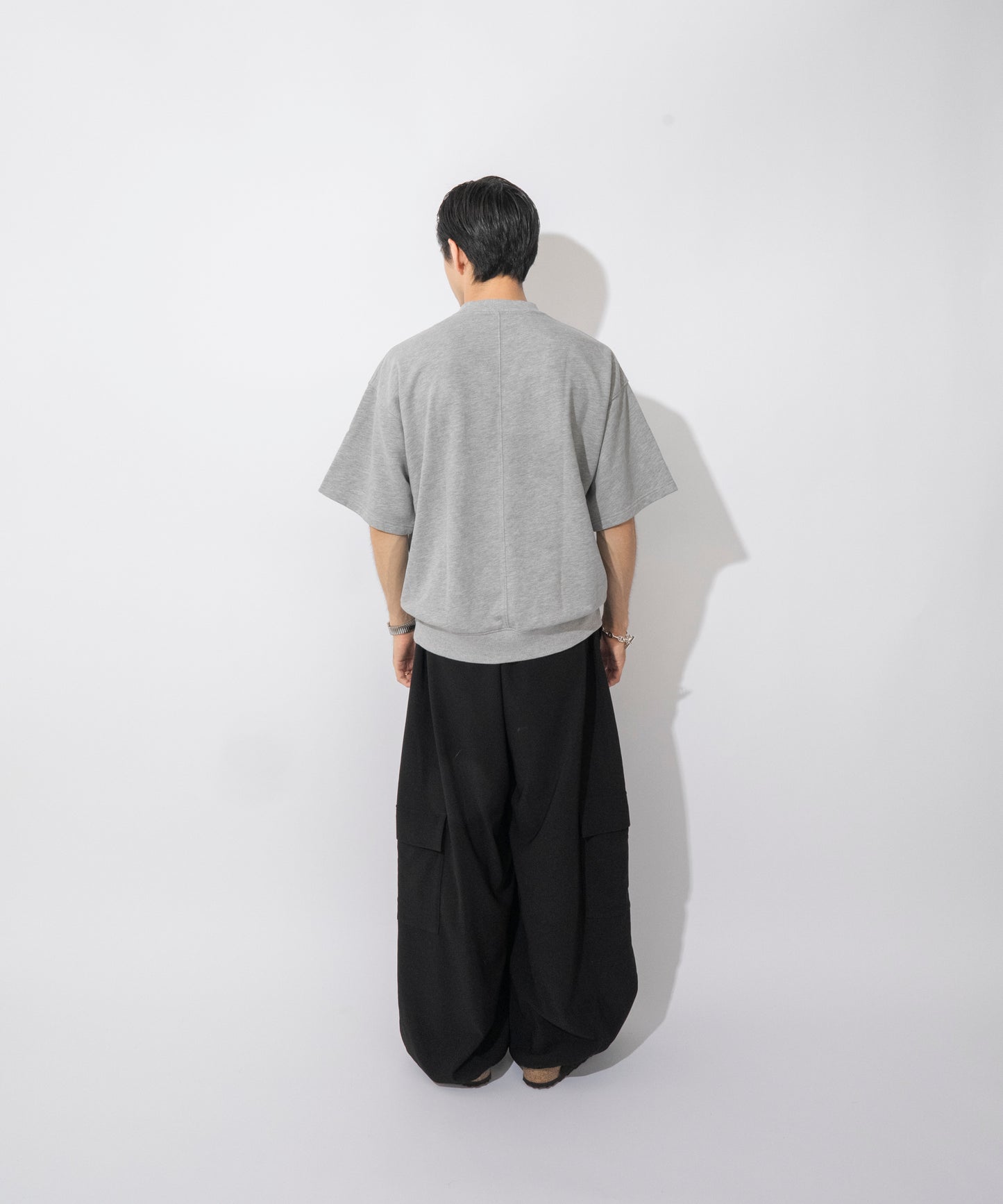 【グレー】TUCK SWAET T-SHIRT / タッククルーネックスウェットTシャツ