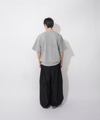 【グレー】TUCK SWAET T-SHIRT / タッククルーネックスウェットTシャツ