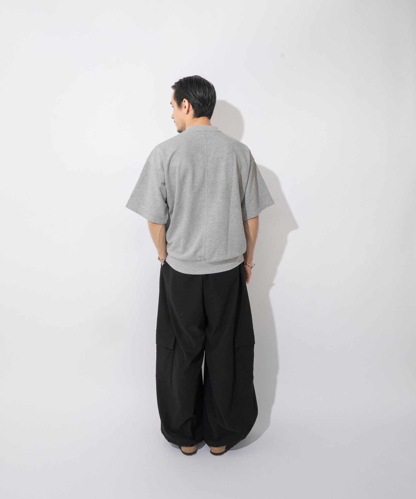 【グレー】TUCK SWAET T-SHIRT / タッククルーネックスウェットTシャツ