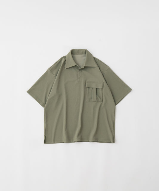 [Olive] PIQUE SKIPPER POLO SHIRT 