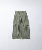 [Olive] PIQUE WIDE TUCK CARGO PANTS 