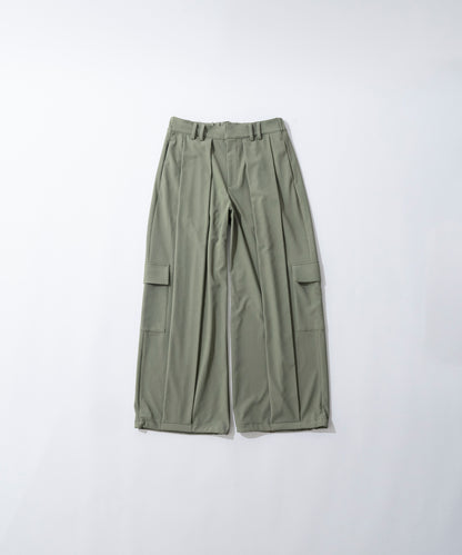 【オリーブ】PIQUE WIDE TUCK CARGO PANTS / ピケワイドタックカーゴパンツ