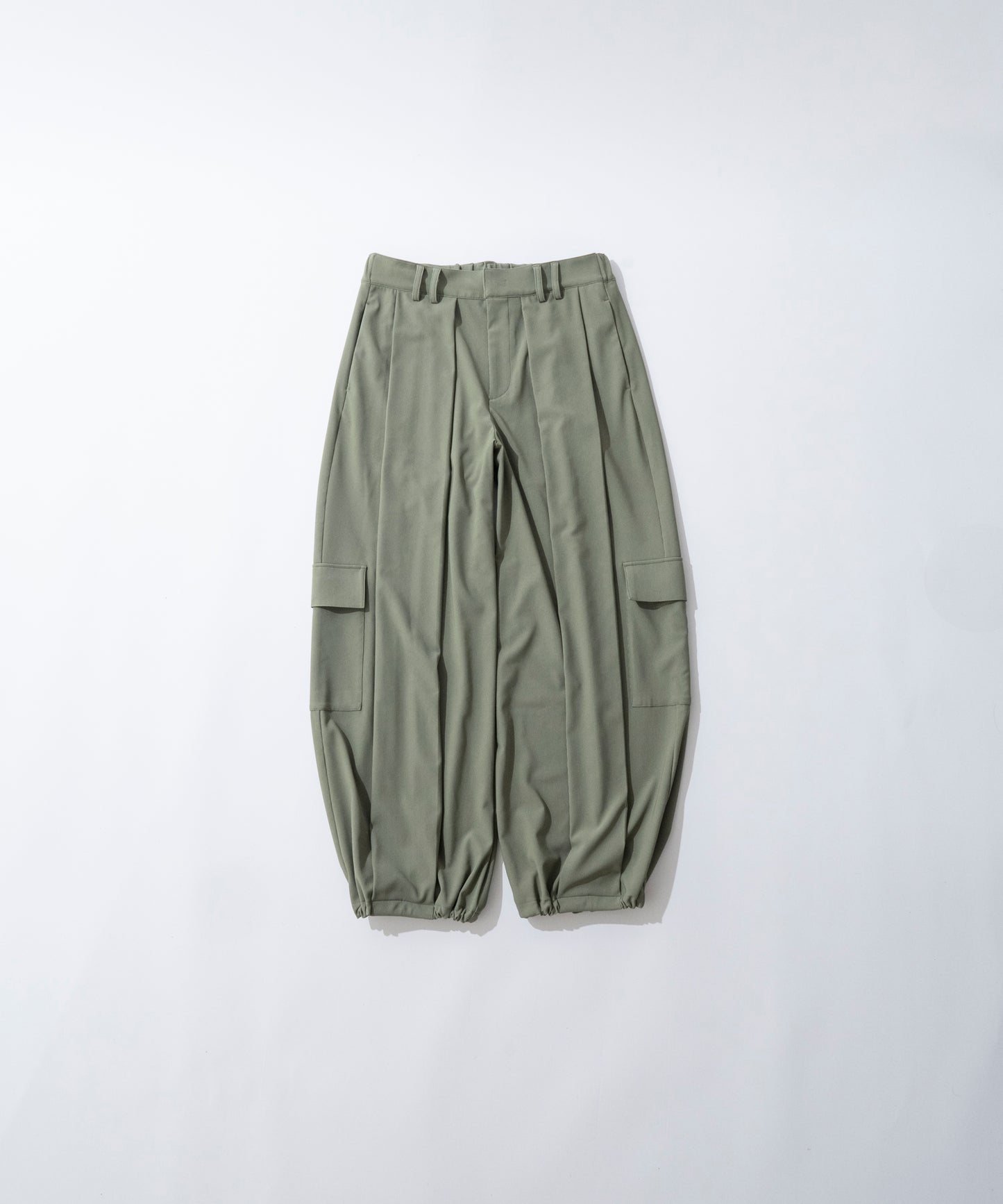 【オリーブ】PIQUE WIDE TUCK CARGO PANTS / ピケワイドタックカーゴパンツ