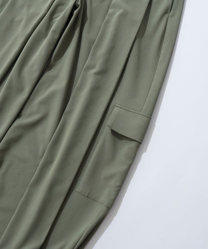 【オリーブ】PIQUE WIDE TUCK CARGO PANTS / ピケワイドタックカーゴパンツ