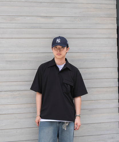 【ブラック】PIQUE SKIPPER POLO SHIRT / ピケスキッパーポロシャツ