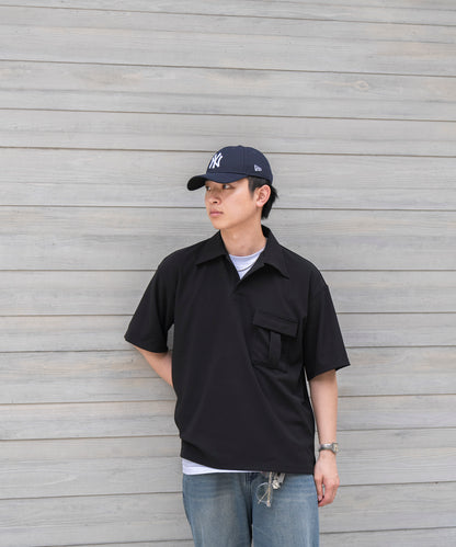 【ブラック】PIQUE SKIPPER POLO SHIRT / ピケスキッパーポロシャツ