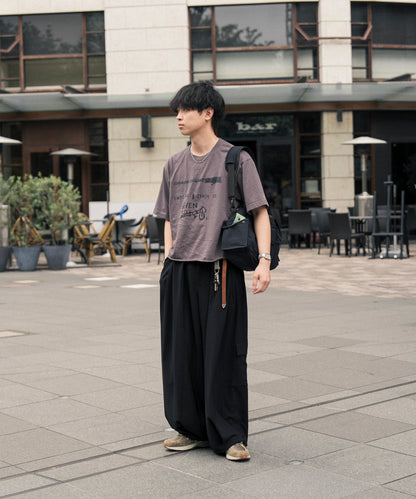 【ブラック】PIQUE WIDE TUCK CARGO PANTS / ピケワイドタックカーゴパンツ