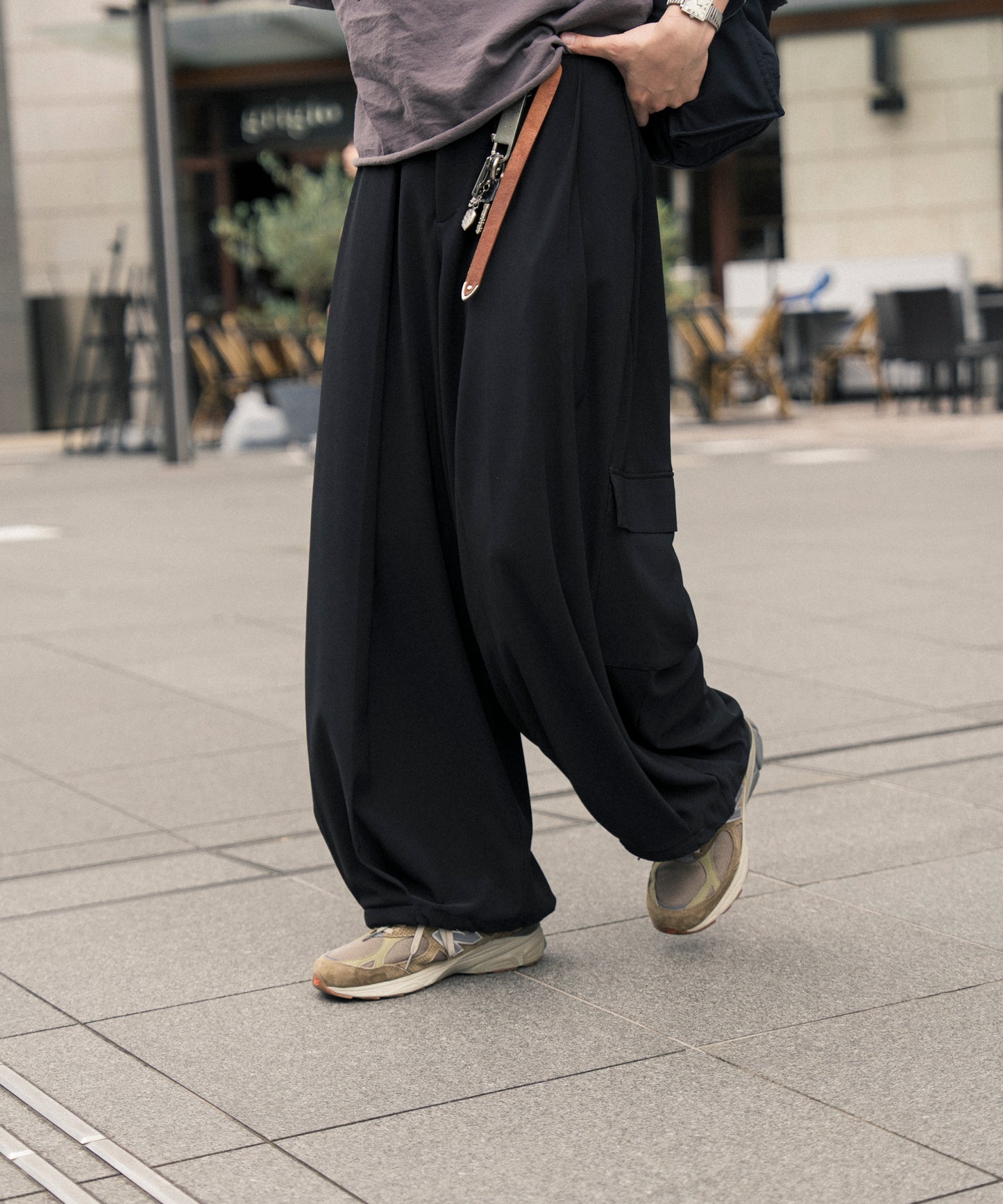 【ブラック】PIQUE WIDE TUCK CARGO PANTS / ピケワイドタックカーゴパンツ