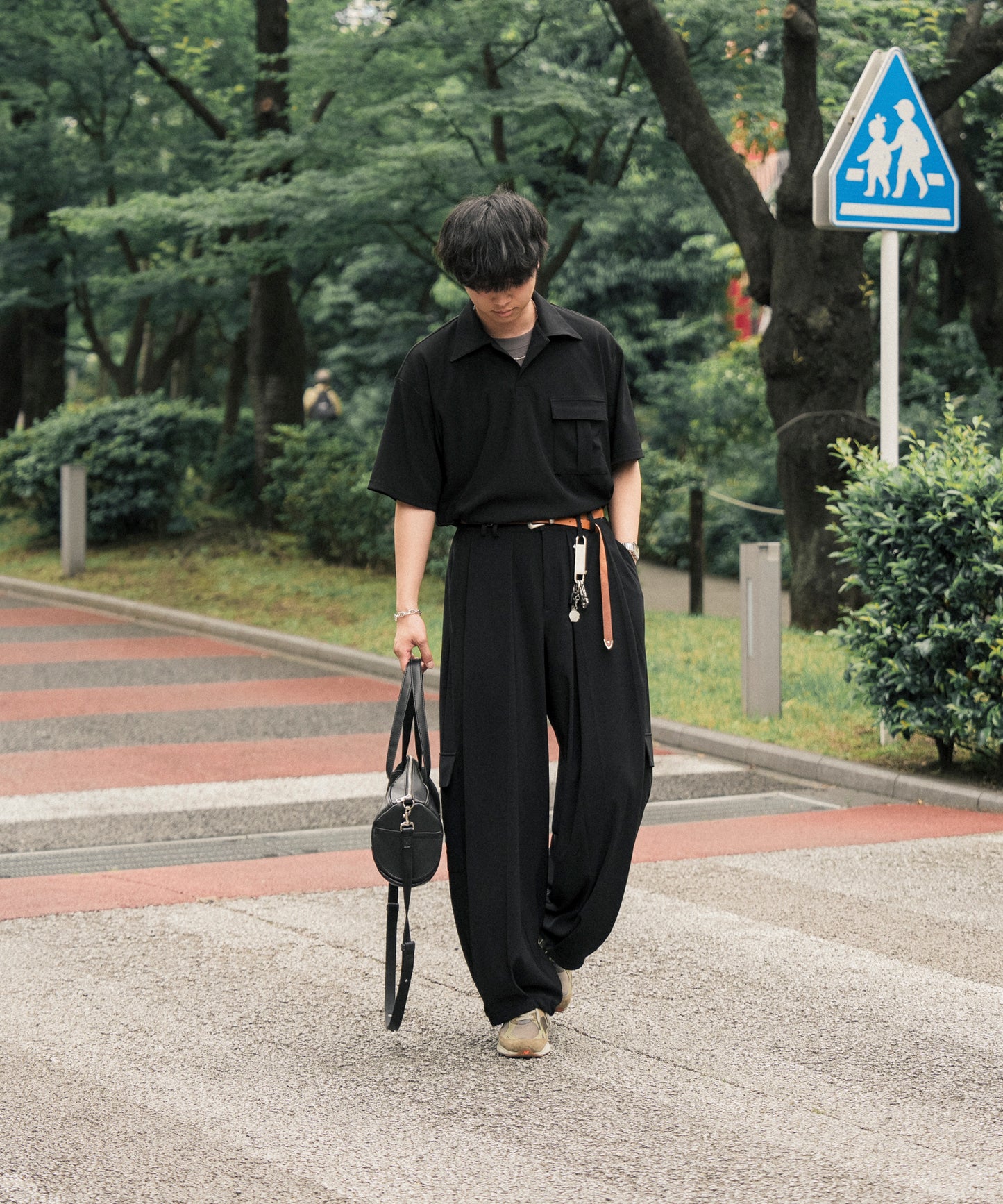 【ブラック】PIQUE WIDE TUCK CARGO PANTS / ピケワイドタックカーゴパンツ