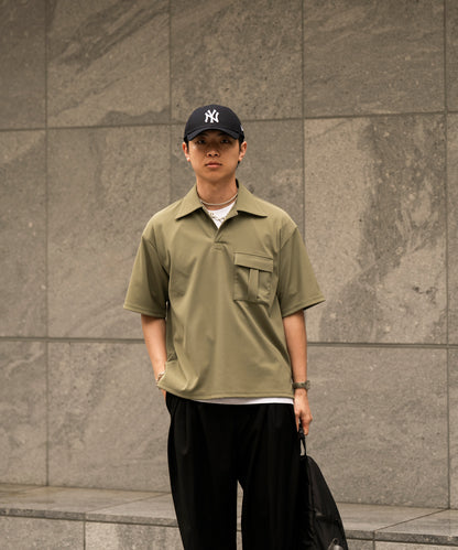 【オリーブ】PIQUE SKIPPER POLO SHIRT / ピケスキッパーポロシャツ