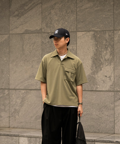 【オリーブ】PIQUE SKIPPER POLO SHIRT / ピケスキッパーポロシャツ