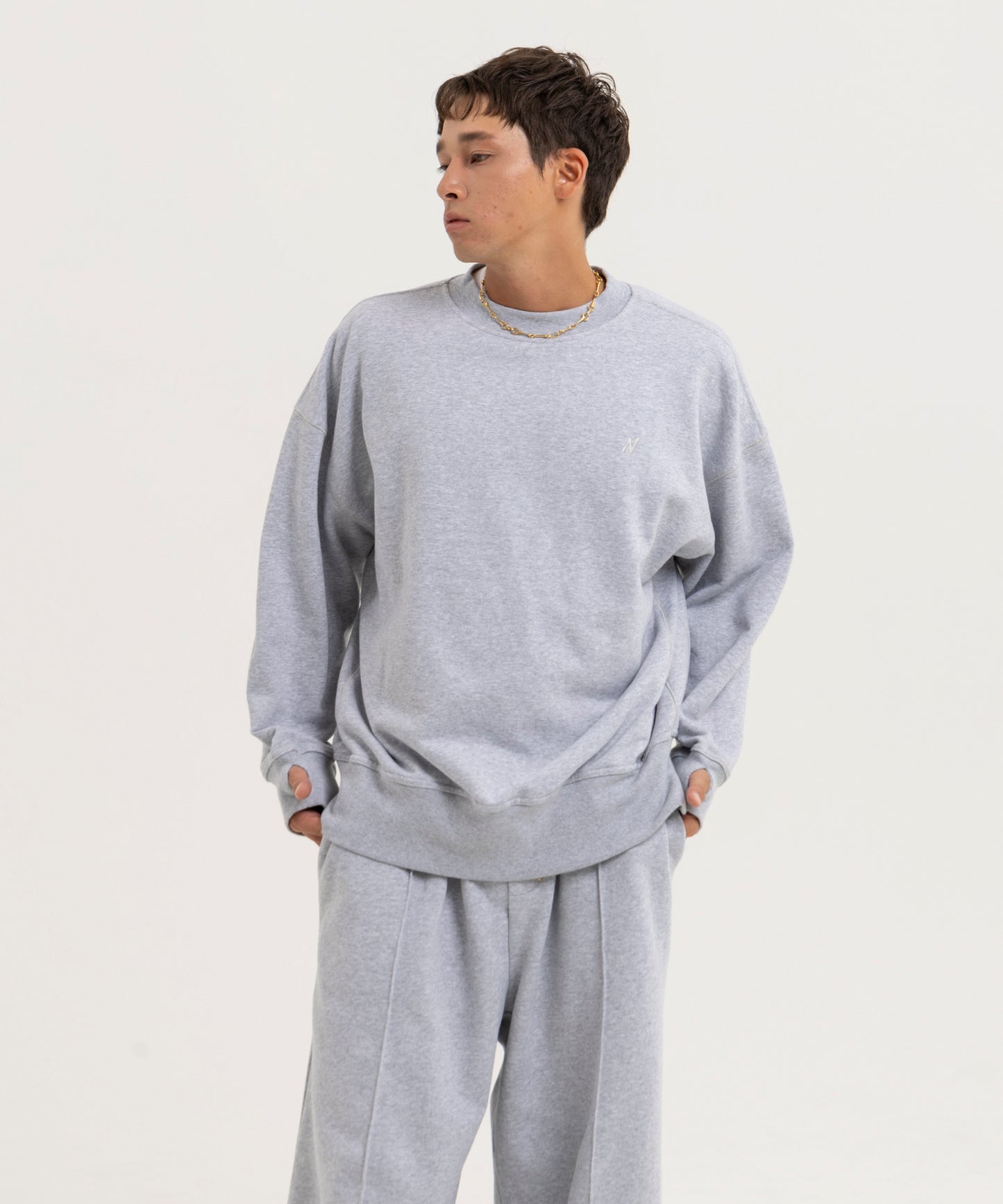 【グレー】OVER SIZE SWEAT PULLOVER/オーバーサイズスウェットプルオーバー