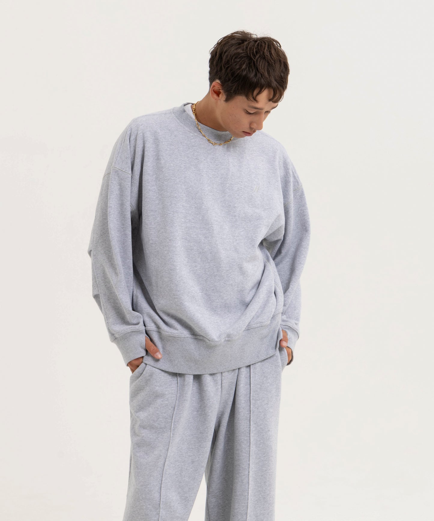 【グレー】OVER SIZE SWEAT PULLOVER/オーバーサイズスウェットプルオーバー