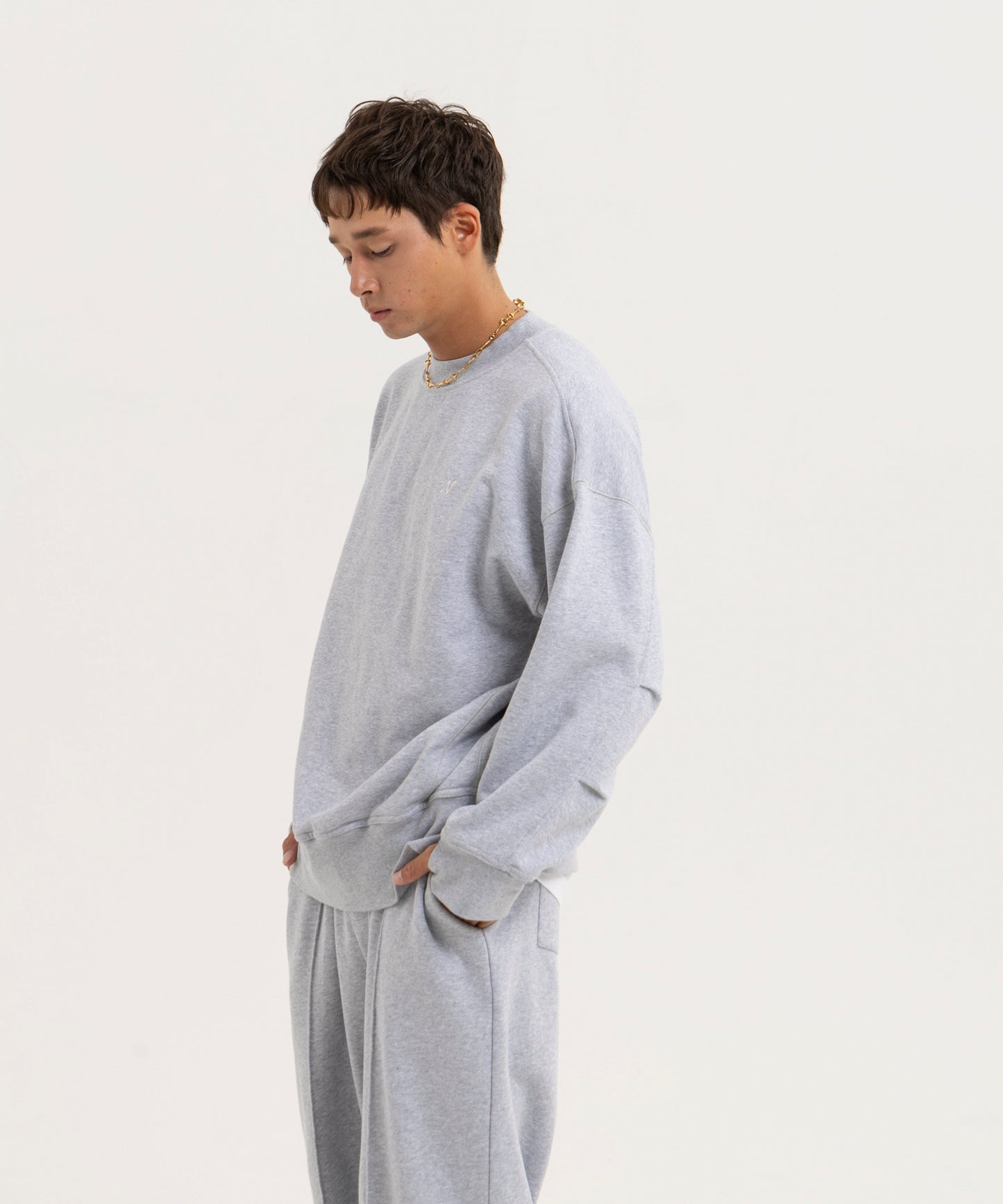 【グレー】OVER SIZE SWEAT PULLOVER/オーバーサイズスウェットプルオーバー