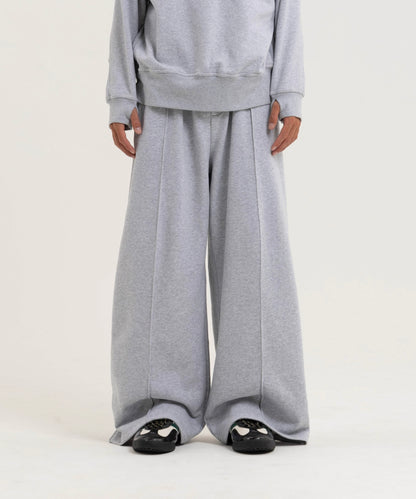 【グレー】PIN TUCK SWEAT WIDE PANTS/ピンタックスウェットワイドパンツ