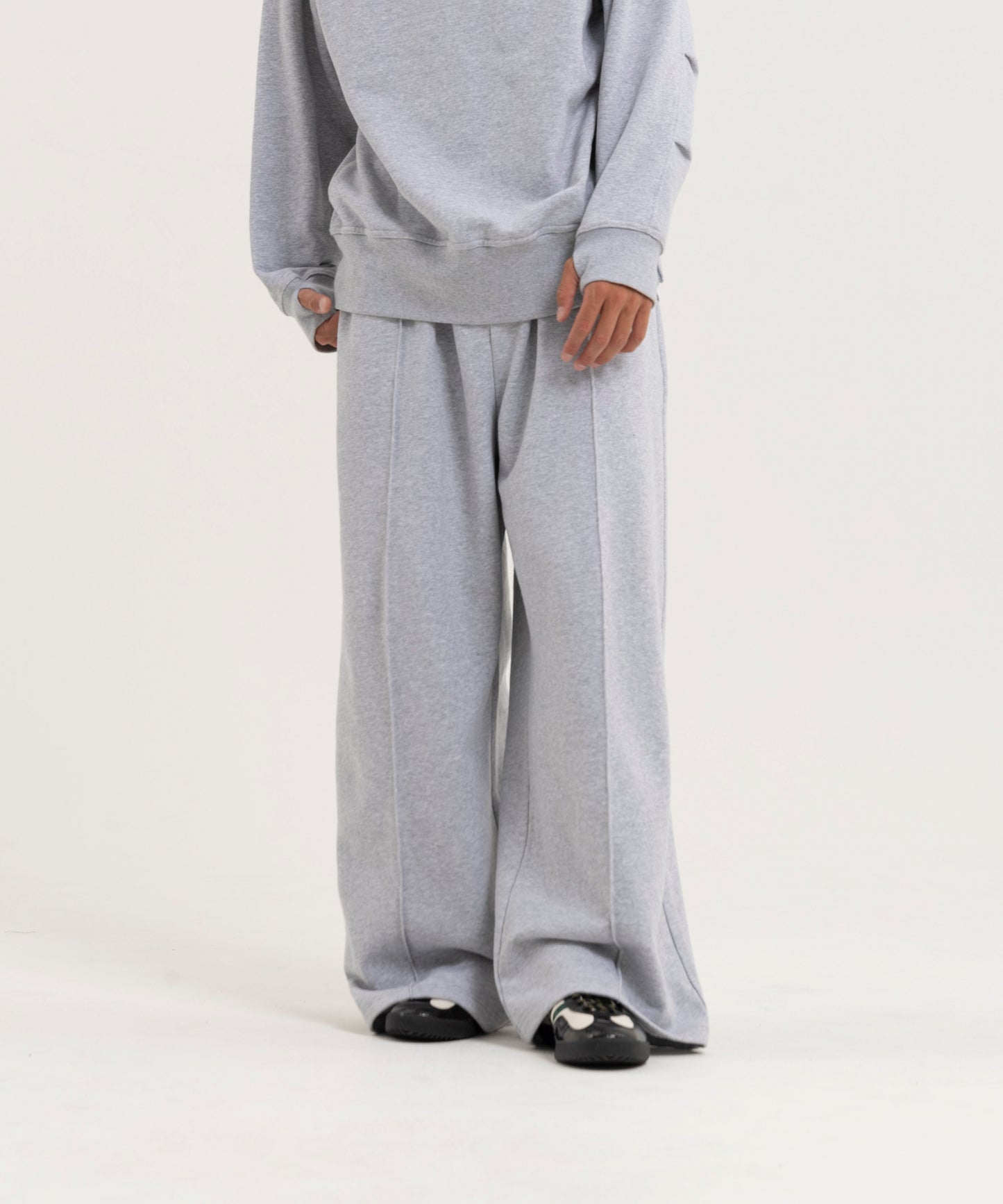 【グレー】PIN TUCK SWEAT WIDE PANTS/ピンタックスウェットワイドパンツ