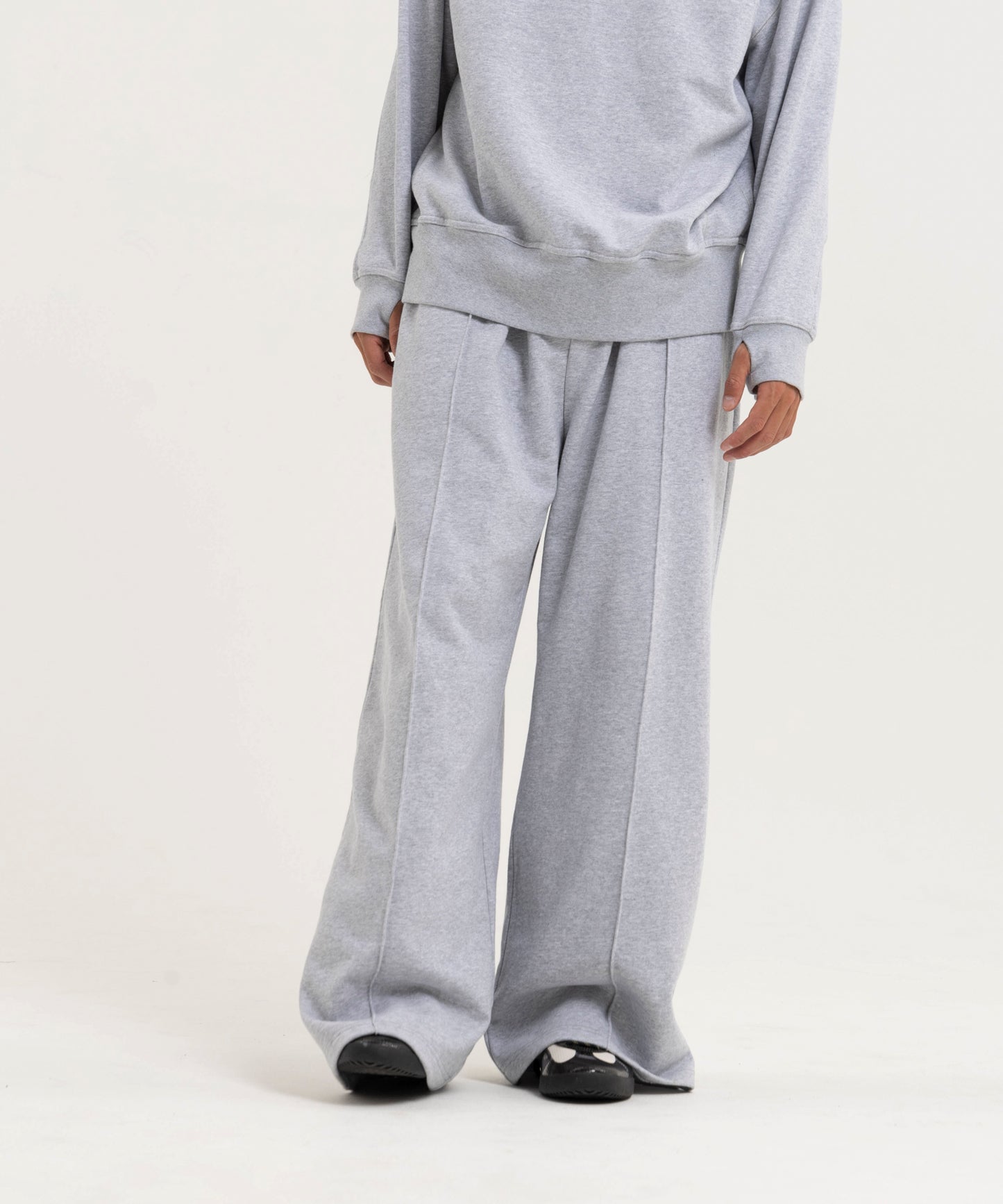 【グレー】PIN TUCK SWEAT WIDE PANTS/ピンタックスウェットワイドパンツ