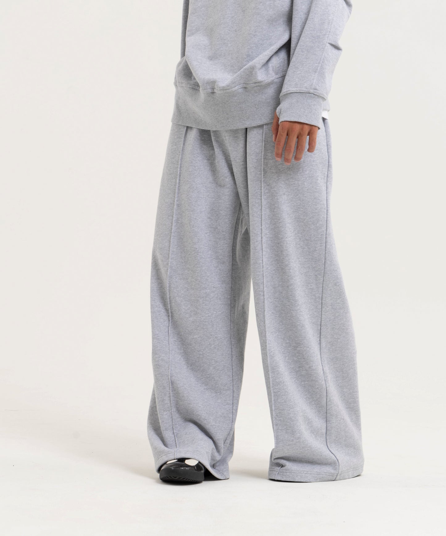 【グレー】PIN TUCK SWEAT WIDE PANTS/ピンタックスウェットワイドパンツ