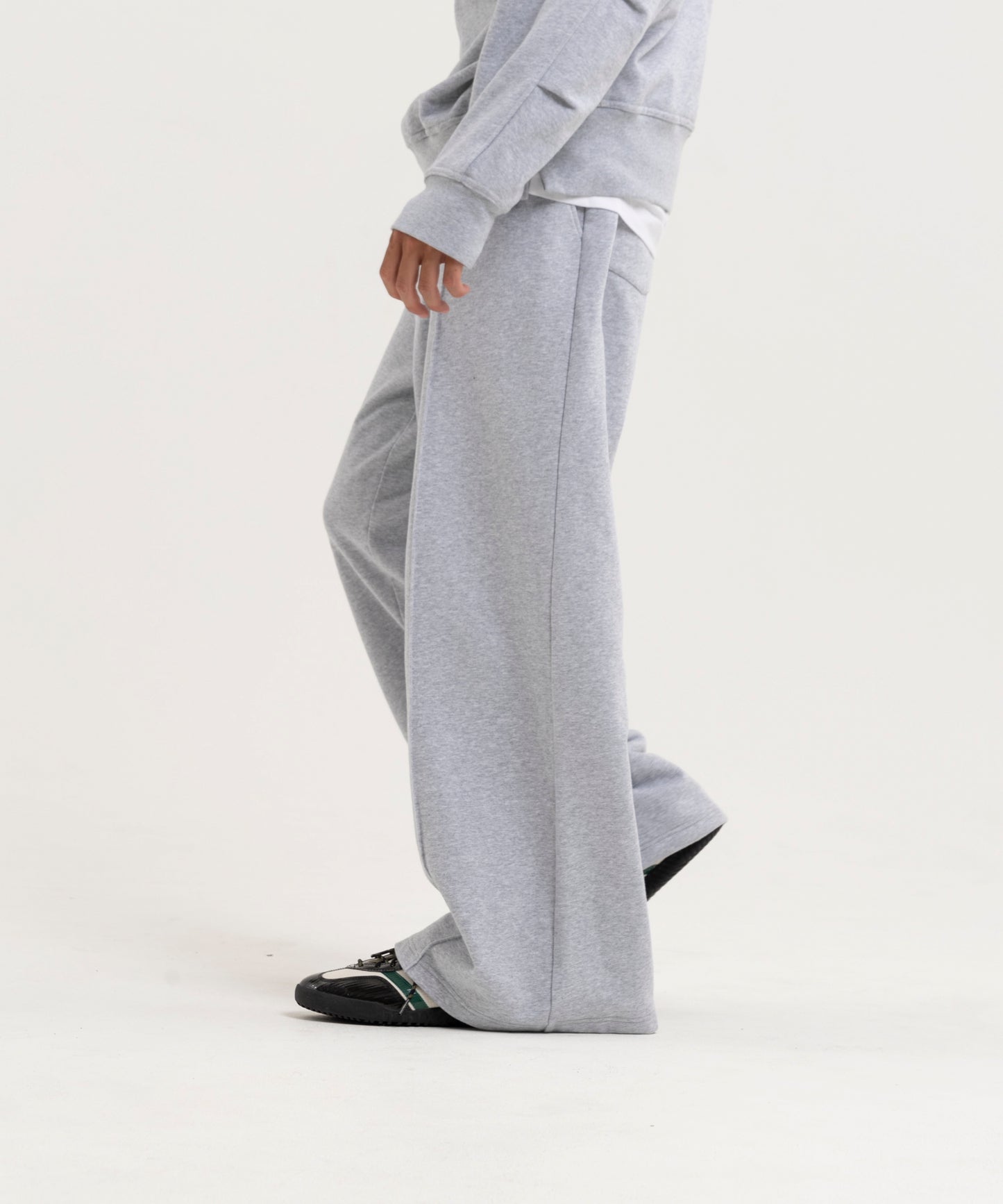 【グレー】PIN TUCK SWEAT WIDE PANTS/ピンタックスウェットワイドパンツ