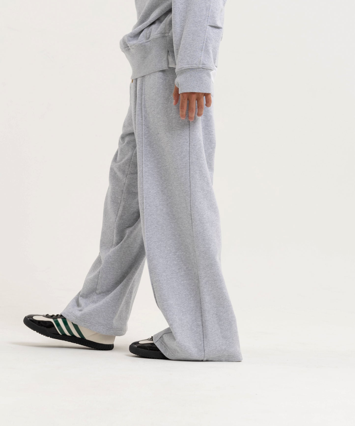 【グレー】PIN TUCK SWEAT WIDE PANTS/ピンタックスウェットワイドパンツ