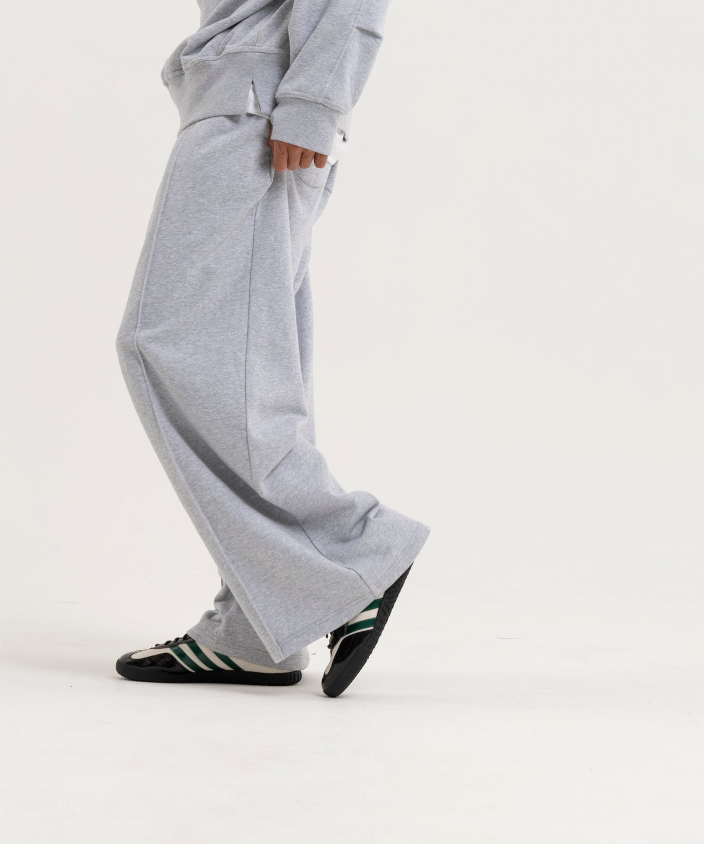 【グレー】PIN TUCK SWEAT WIDE PANTS/ピンタックスウェットワイドパンツ