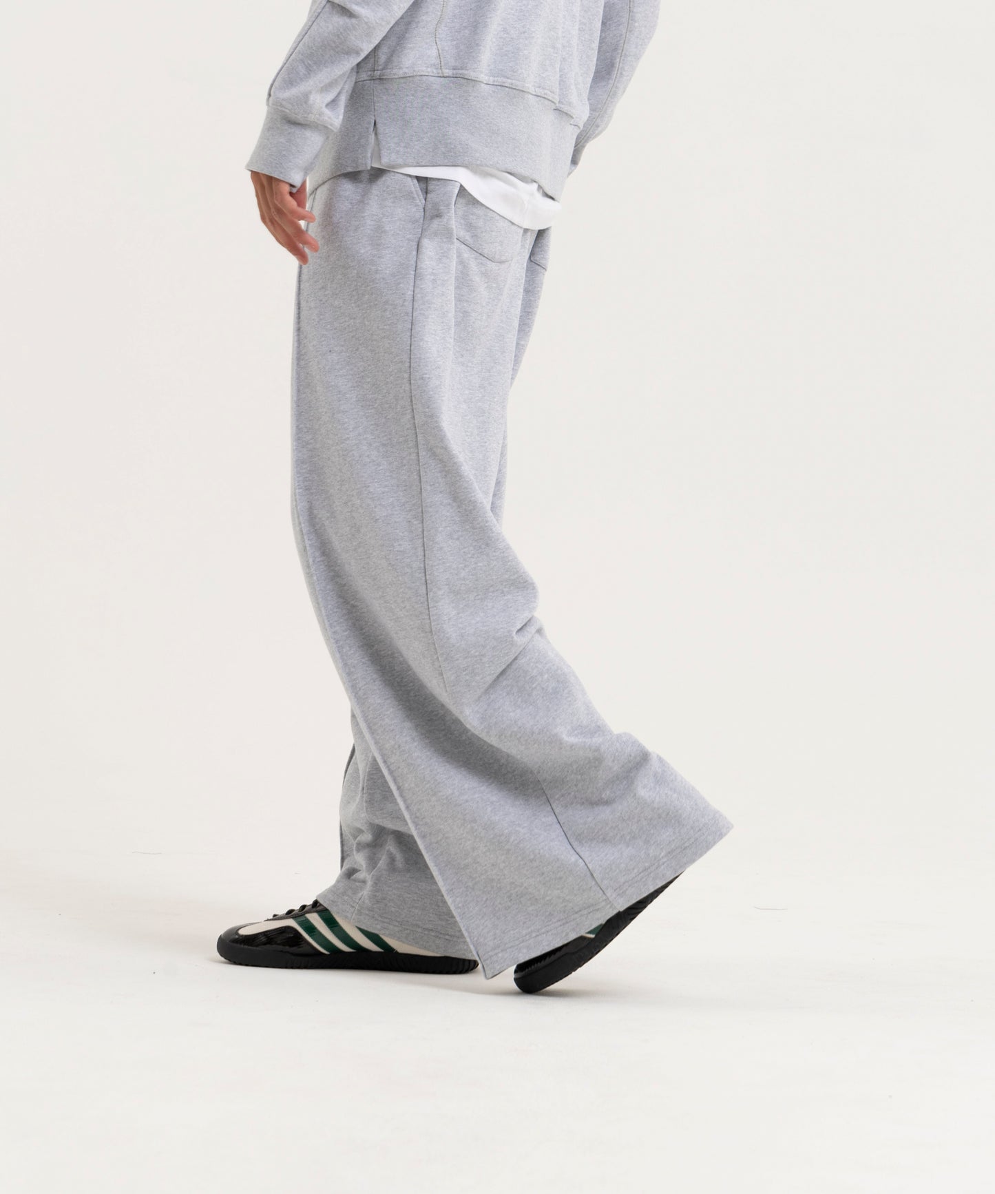 【グレー】PIN TUCK SWEAT WIDE PANTS/ピンタックスウェットワイドパンツ