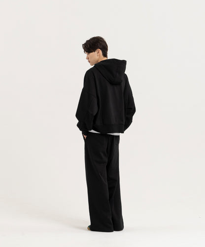 【ブラック】PIN TUCK SWEAT WIDE PANTS/ピンタックスウェットワイドパンツ