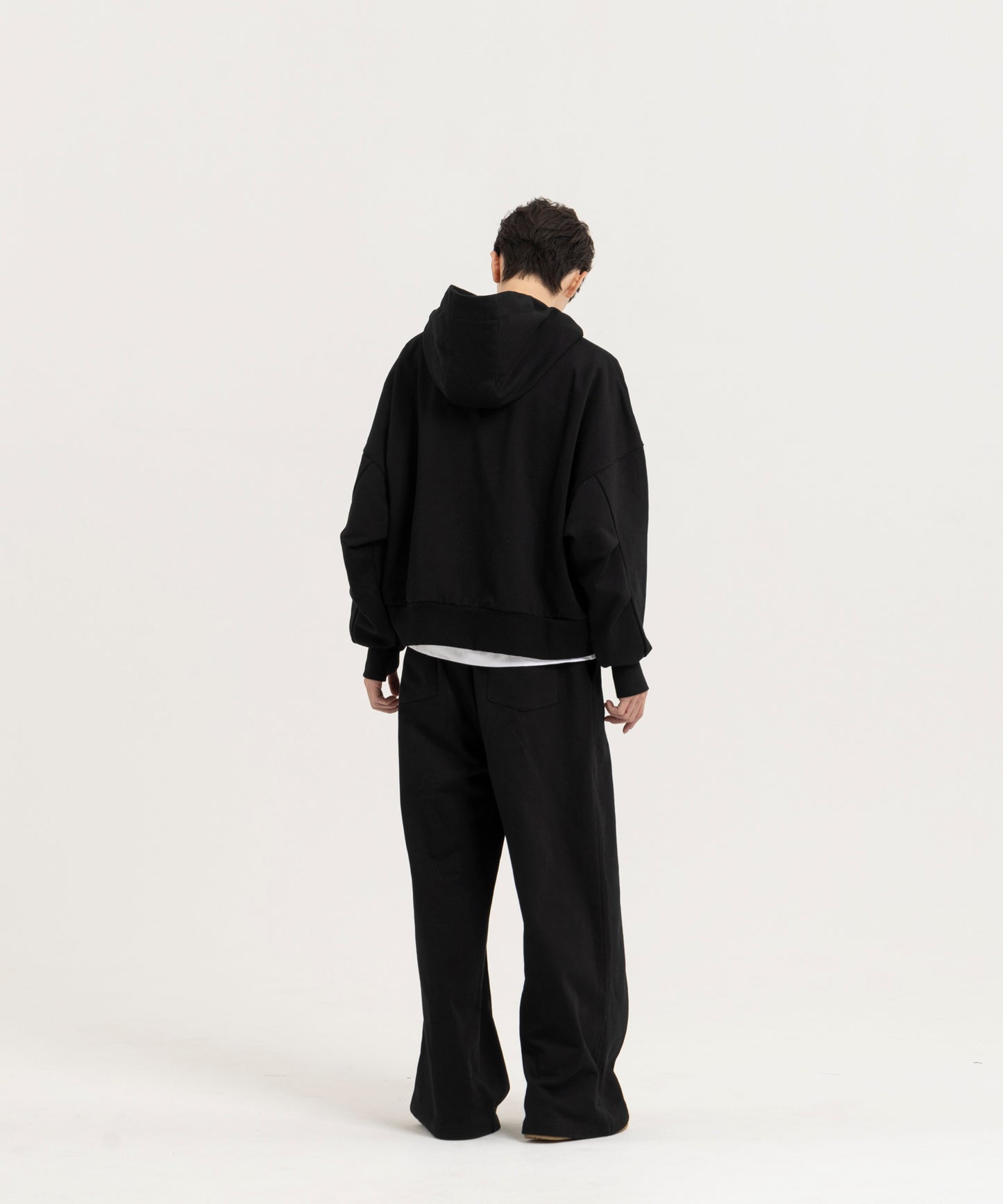 【ブラック】PIN TUCK SWEAT WIDE PANTS/ピンタックスウェットワイドパンツ