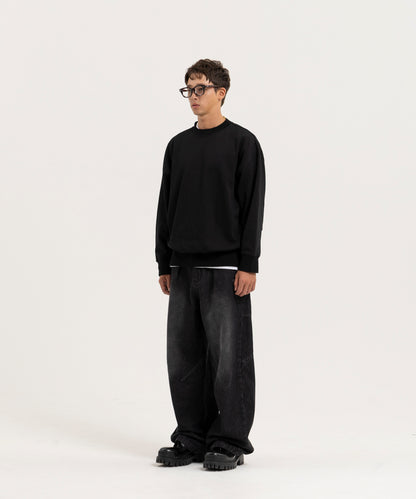 【ブラック】OVER SIZE SWEAT PULLOVER/オーバーサイズスウェットプルオーバー